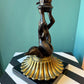 Vintage Mermaid and Dolphin Brass and Bronze Table Lamp with Shade