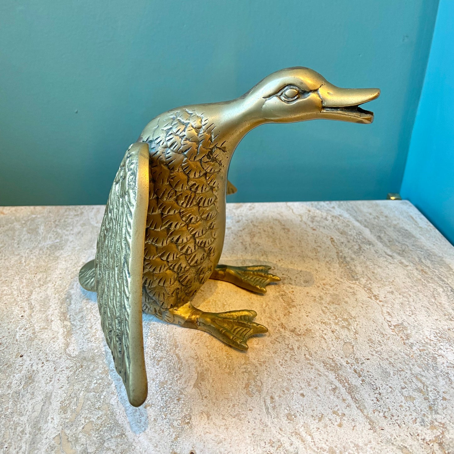 Vintage Brass Duck Statue