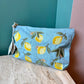 Sky Blue Linen Cotton Lemon Blossom Everyday Pouch by Elizabeth Scarlett