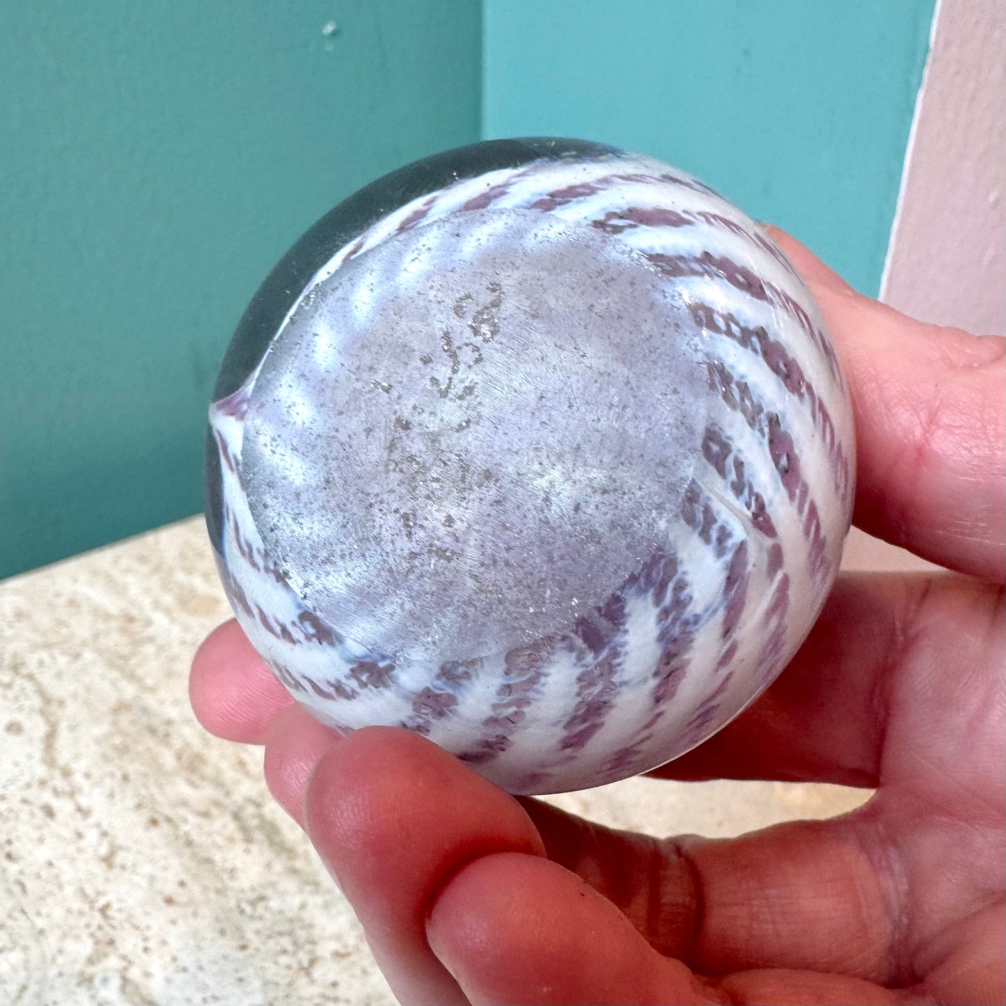 Vintage Purple Swirl Glass Paperweight