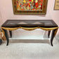 Vintage Dark Wood Console with Gold Gilt Draped Valance Detail