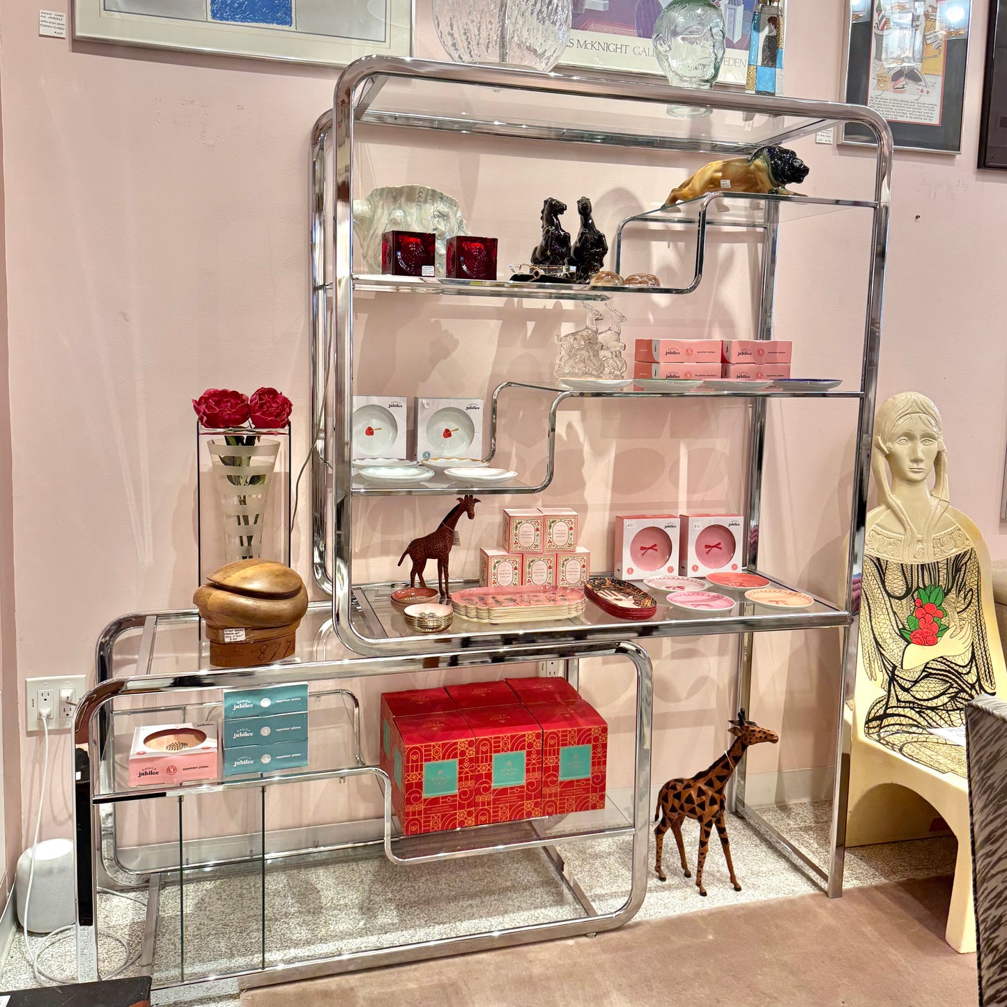 DIA Chrome and Glass Nesting Etagere