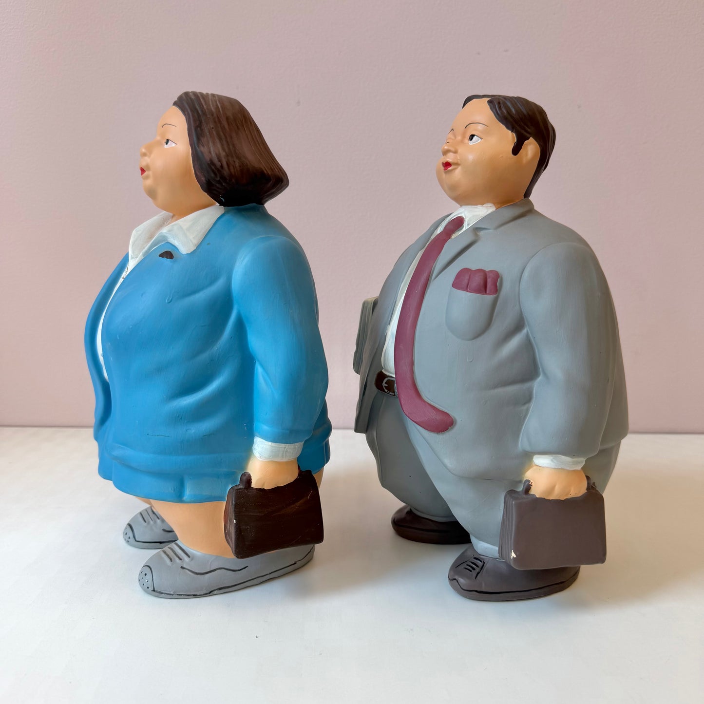 Vintage Chubby Business Couple Money Banks Attributed to L’Aquilone Italy