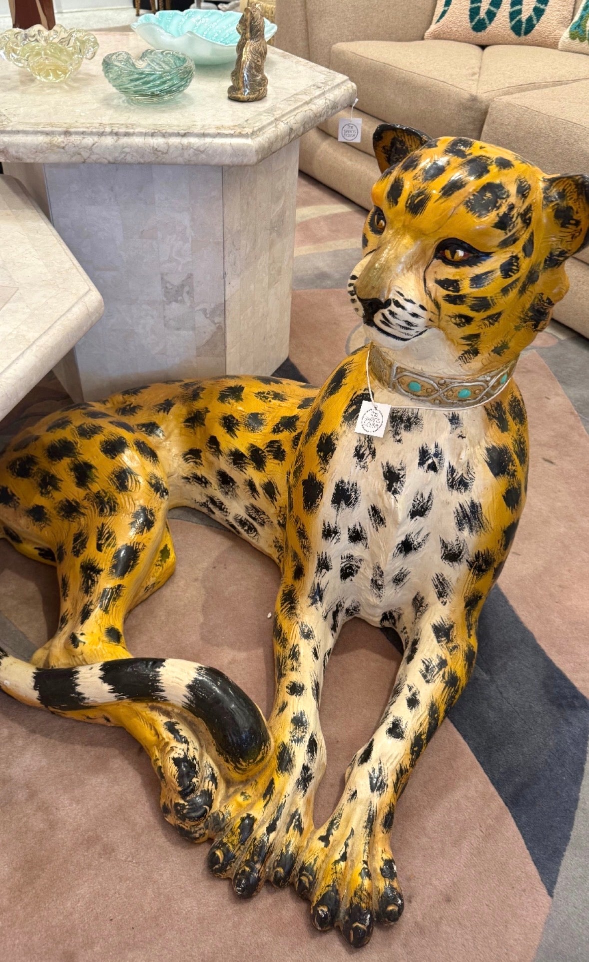 Extra Large Vintage Resting Cheetah Statue