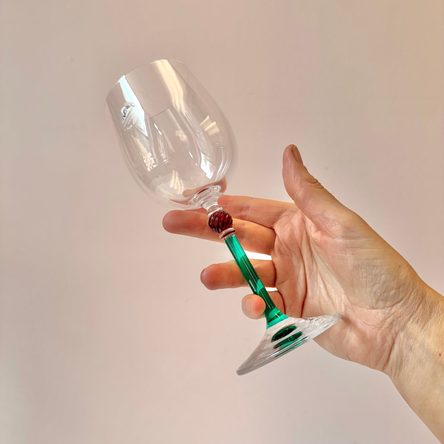 Vintage Set of 6 Hand Made Italian Wine Glasses by IVAT