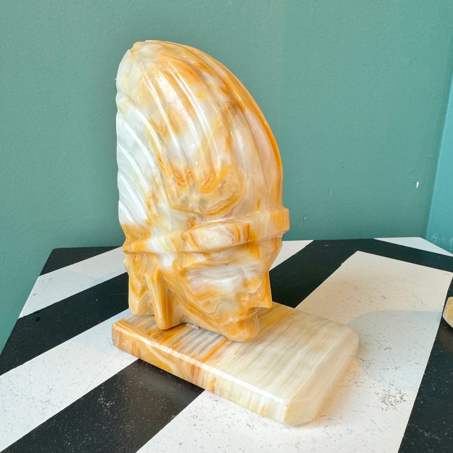 Pair of Vintage Alabaster Native American Indian Bookends