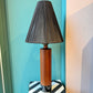 Vintage Mid Century Danish Teak and Leather Table Lamp by ESA