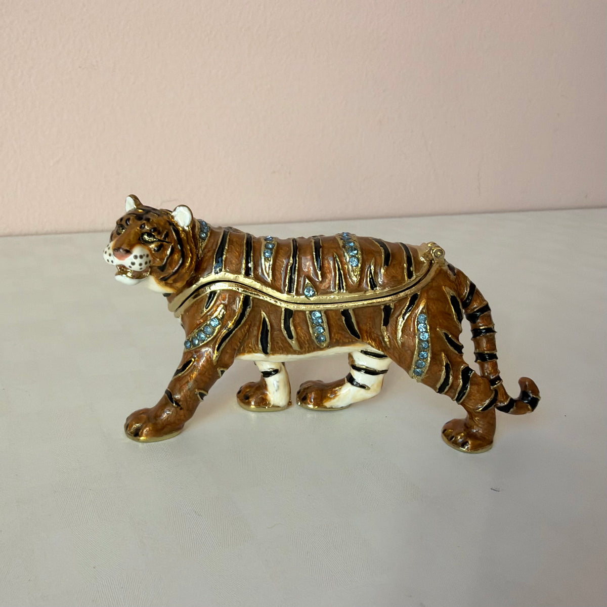 Jeweled Tiger Trinket Box