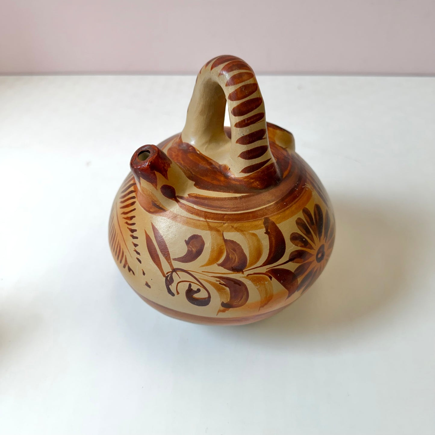 Vintage Handcrafted Mexican Tonala Clay Pottery Water Jug