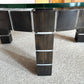 Vintage Postmodern Dark Wood Block and Glass Circular Coffee Table