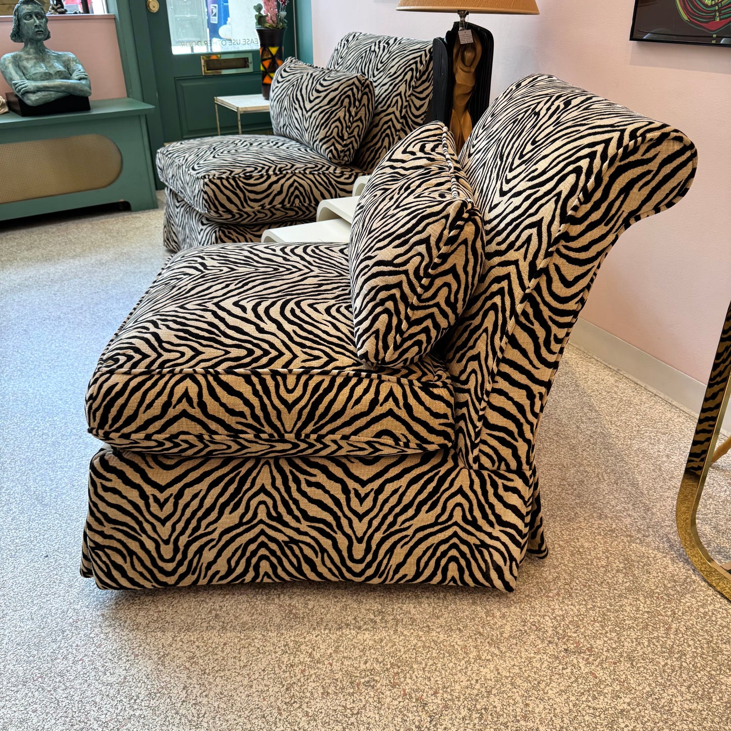 Vintage Velvet Tiger Slipper Chair