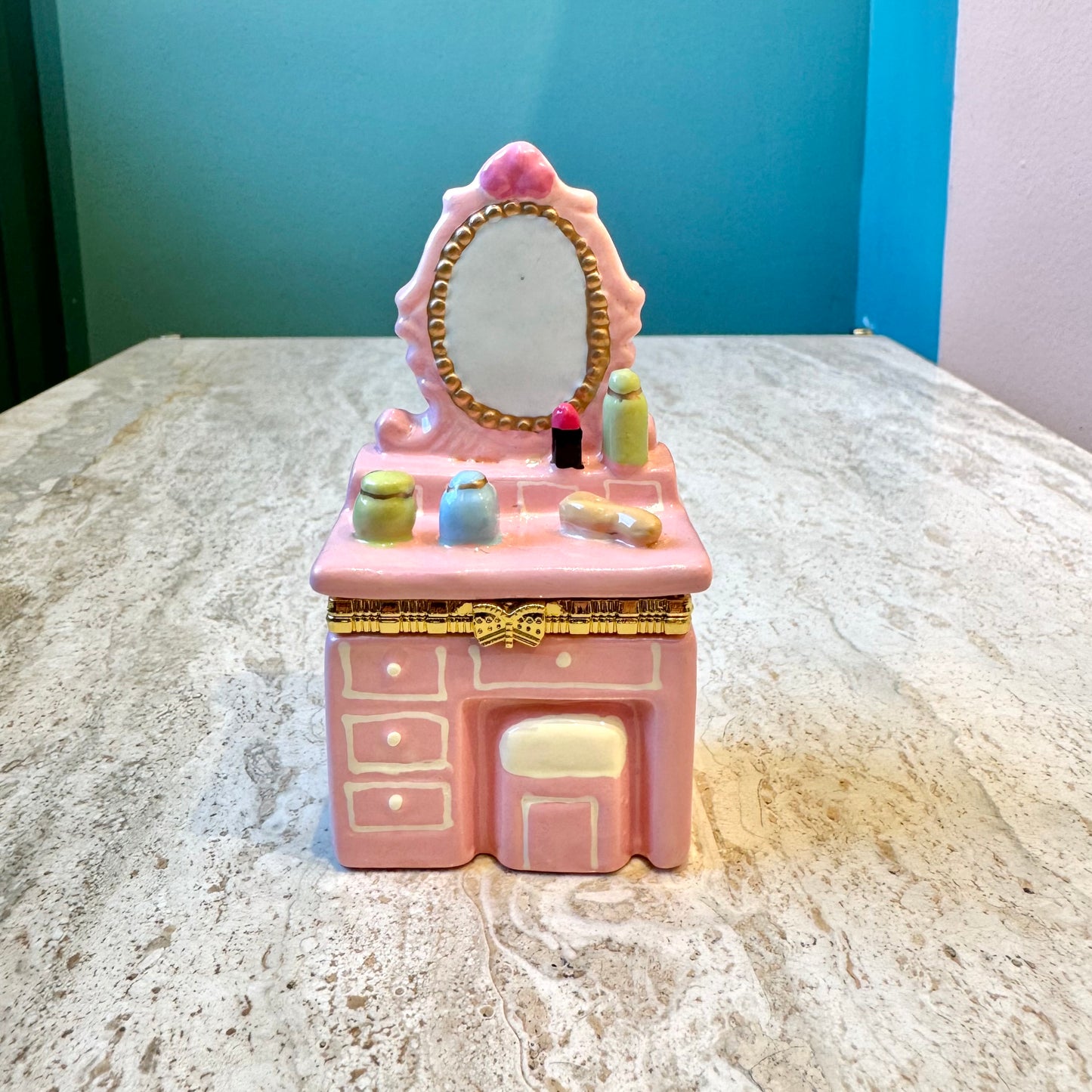 Pink Vanity Dresser Trinket Box