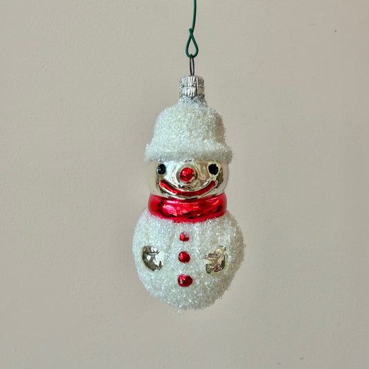 Vintage German Glass Snowman Ornament