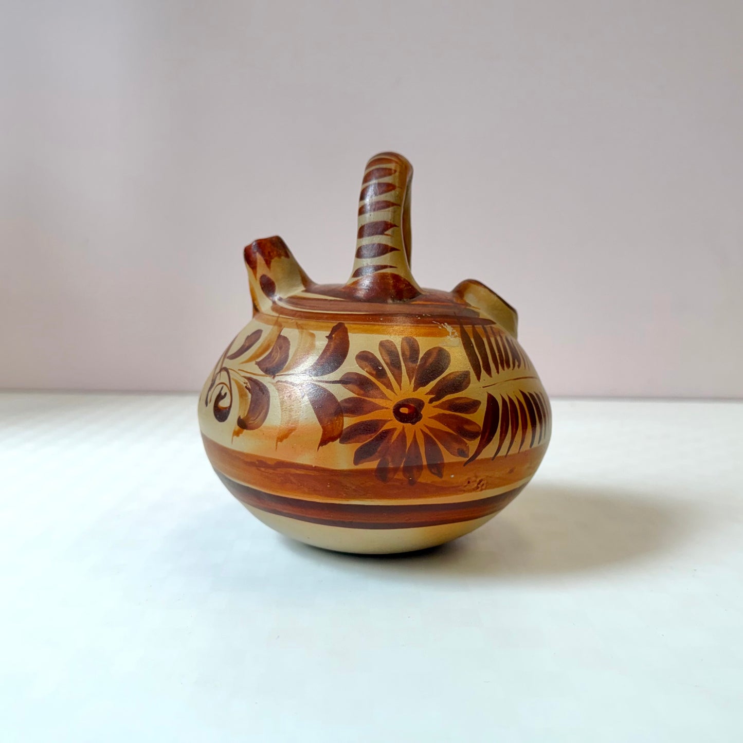 Vintage Handcrafted Mexican Tonala Clay Pottery Water Jug