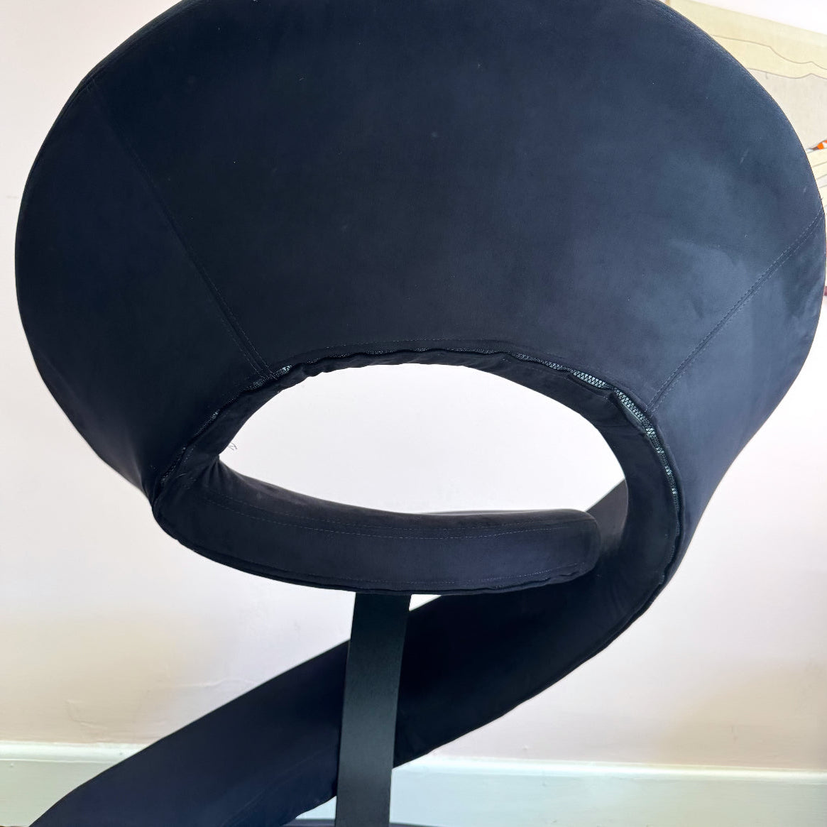 Vintage Spiral Ribbon Chair in Black Suede Attributed to Jaymar
