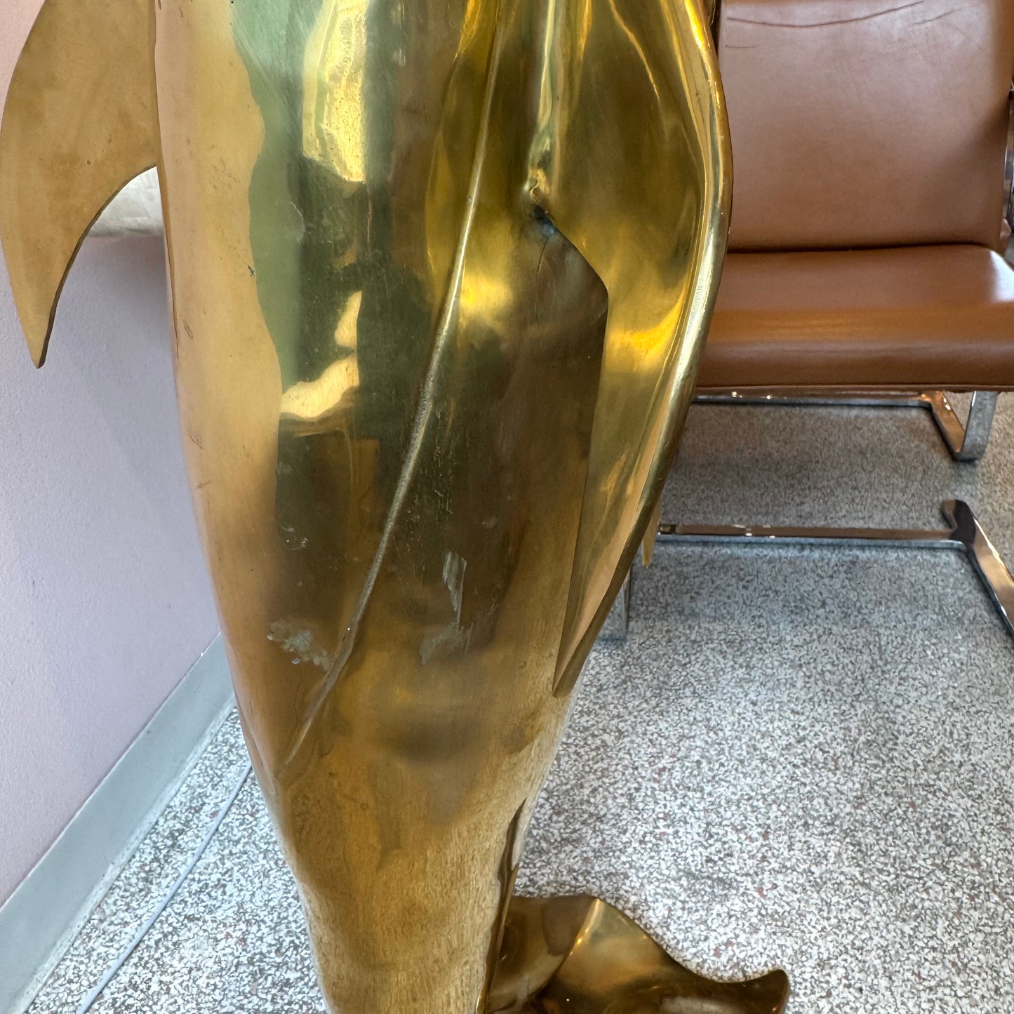 Extra Large Vintage Brass Dolphin Statue