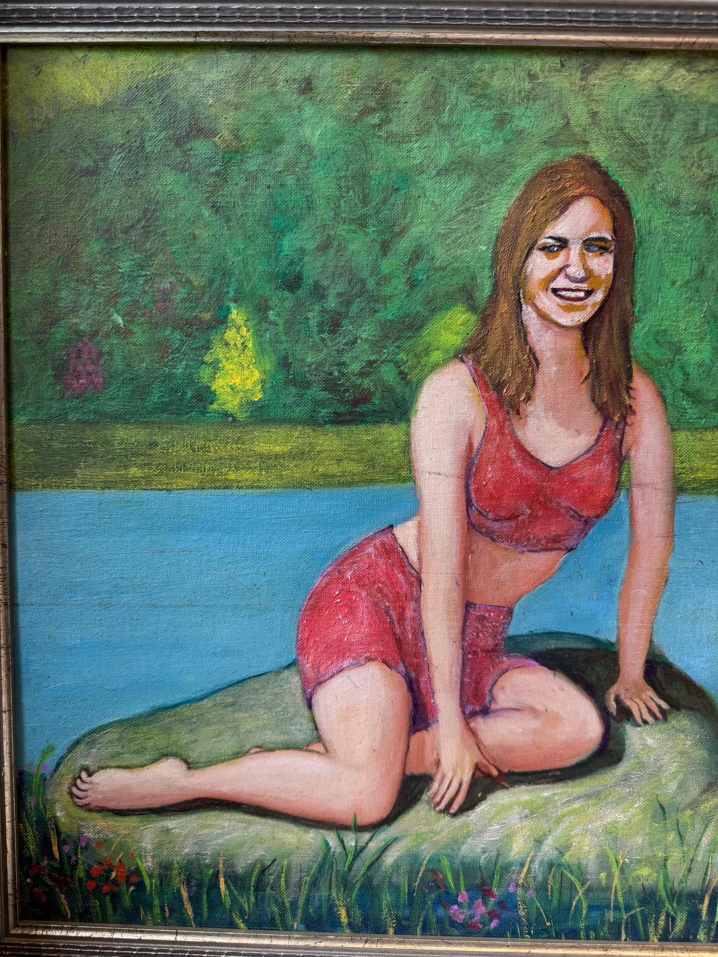 Vintage Original Framed “Bather by the River” Artwork