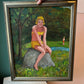 Vintage Original Framed “Bather by a Rock” Artwork