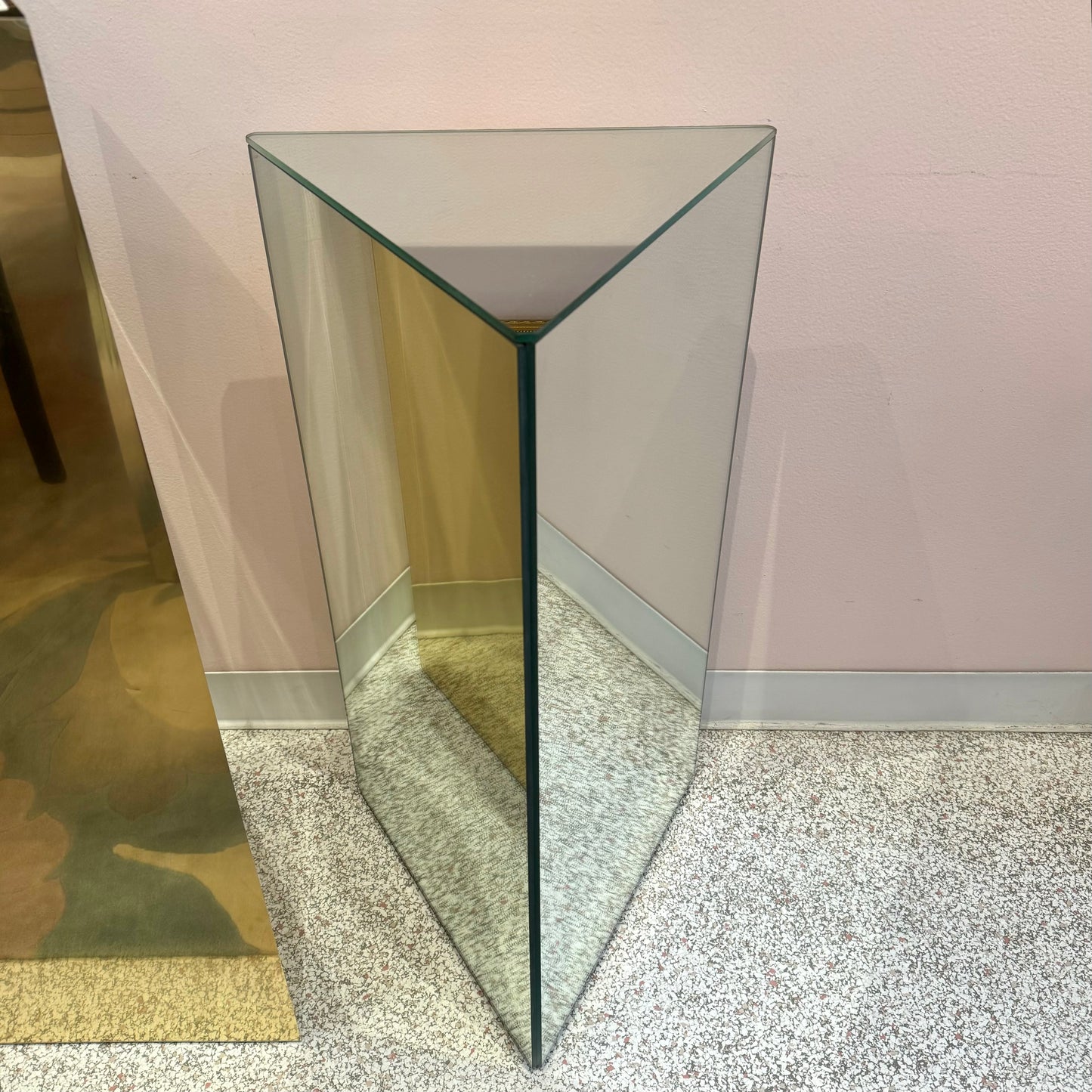 Vintage Triangular Mirrored Pedestal 30.5"