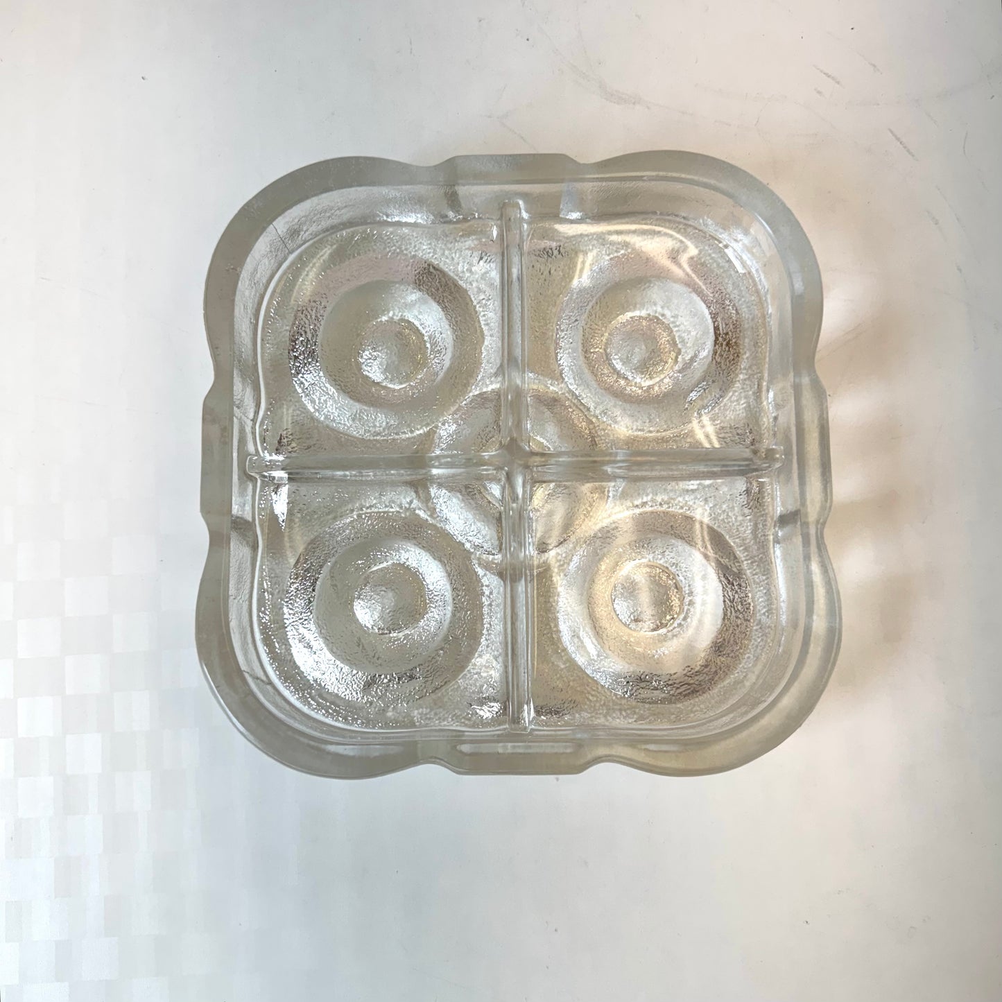 Vintage Lars Hellsten for Skruf Glasbruk "On The Rocks" 4-Section Divided Glass Serving Dish