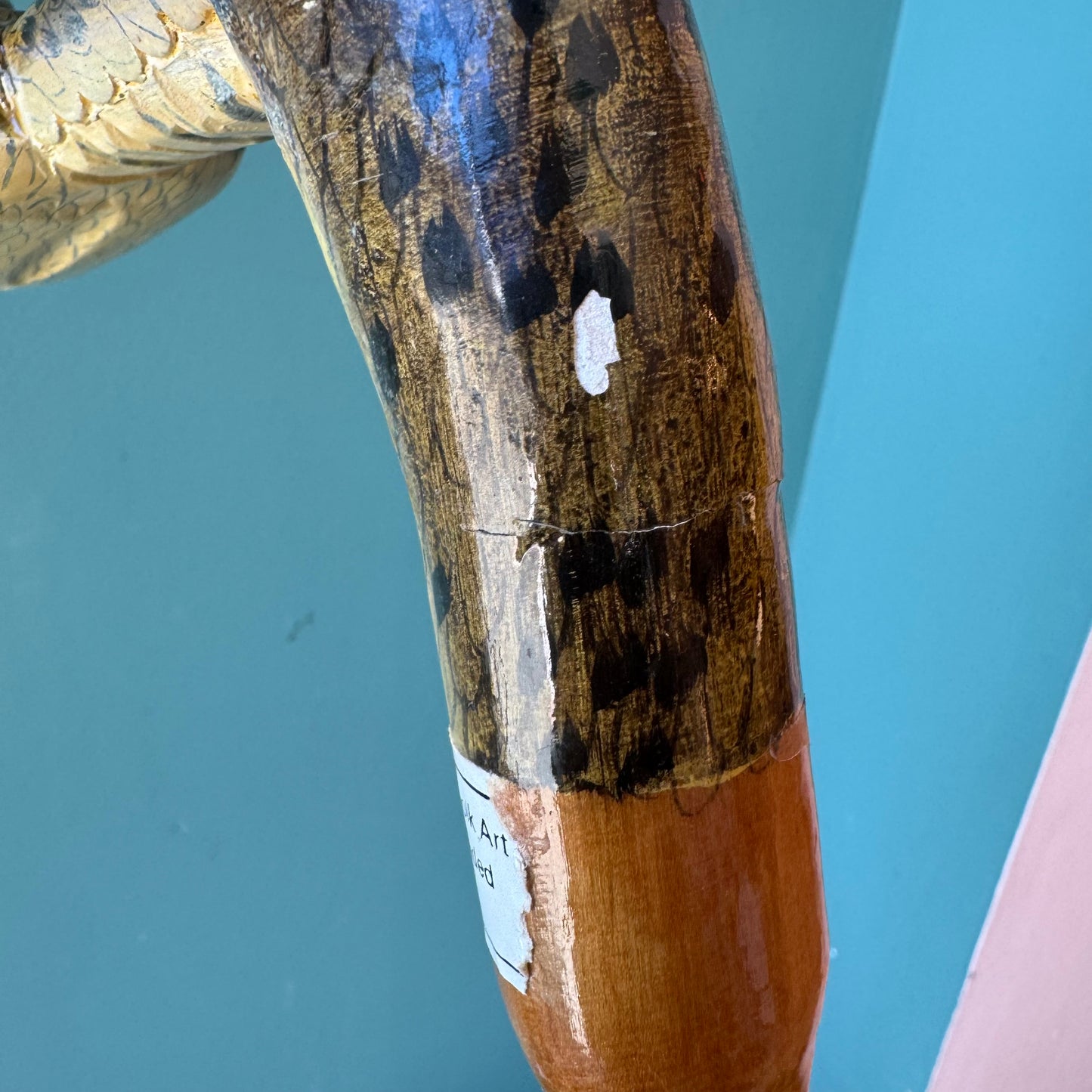 Vintage Folk Art Rattlesnake Walking Stick Cane