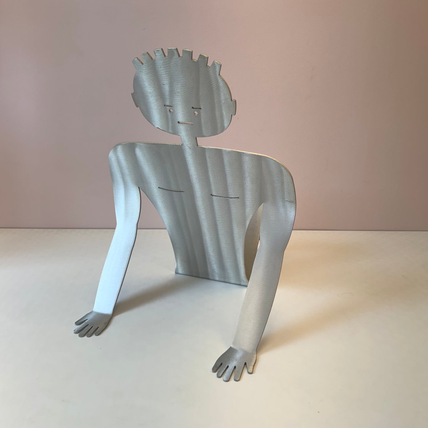 Vintage Postmodern Aluminum Man Magazine Rack by Fred Garbotz