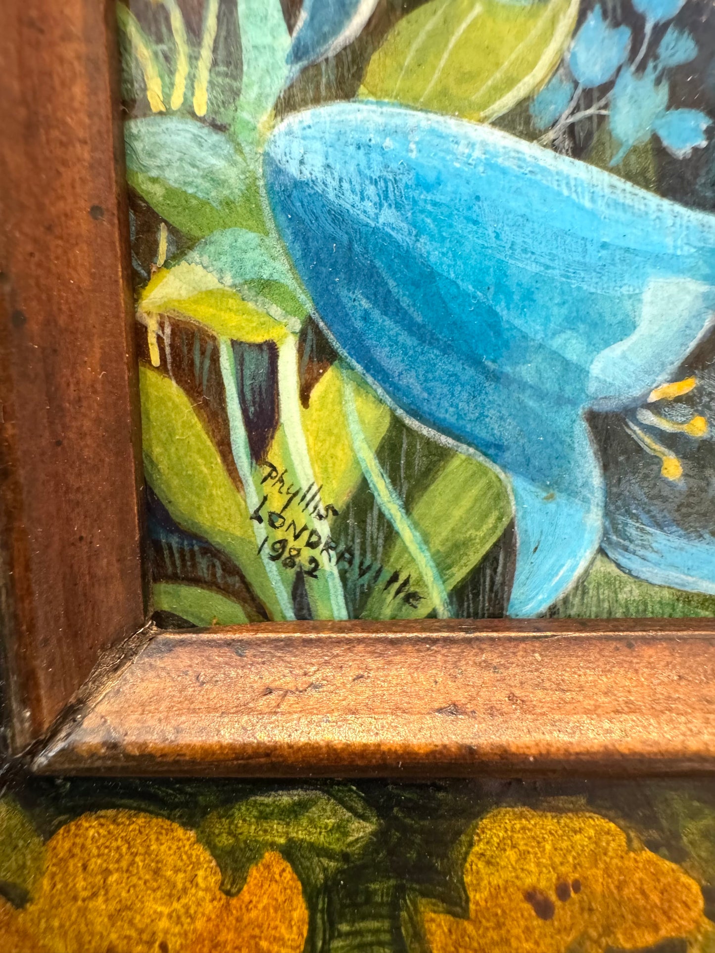 Vintage Small Original Framed "The Buttercup Day" 1982 Acrylic on Board Painting by Phyllis Londraville