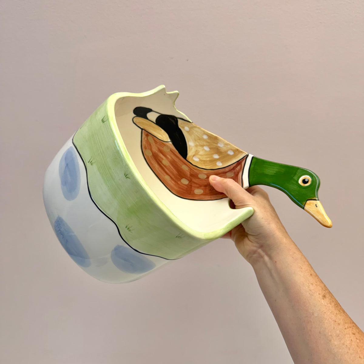 Vintage Hand Painted Duck Bowl/Planter by Sigma