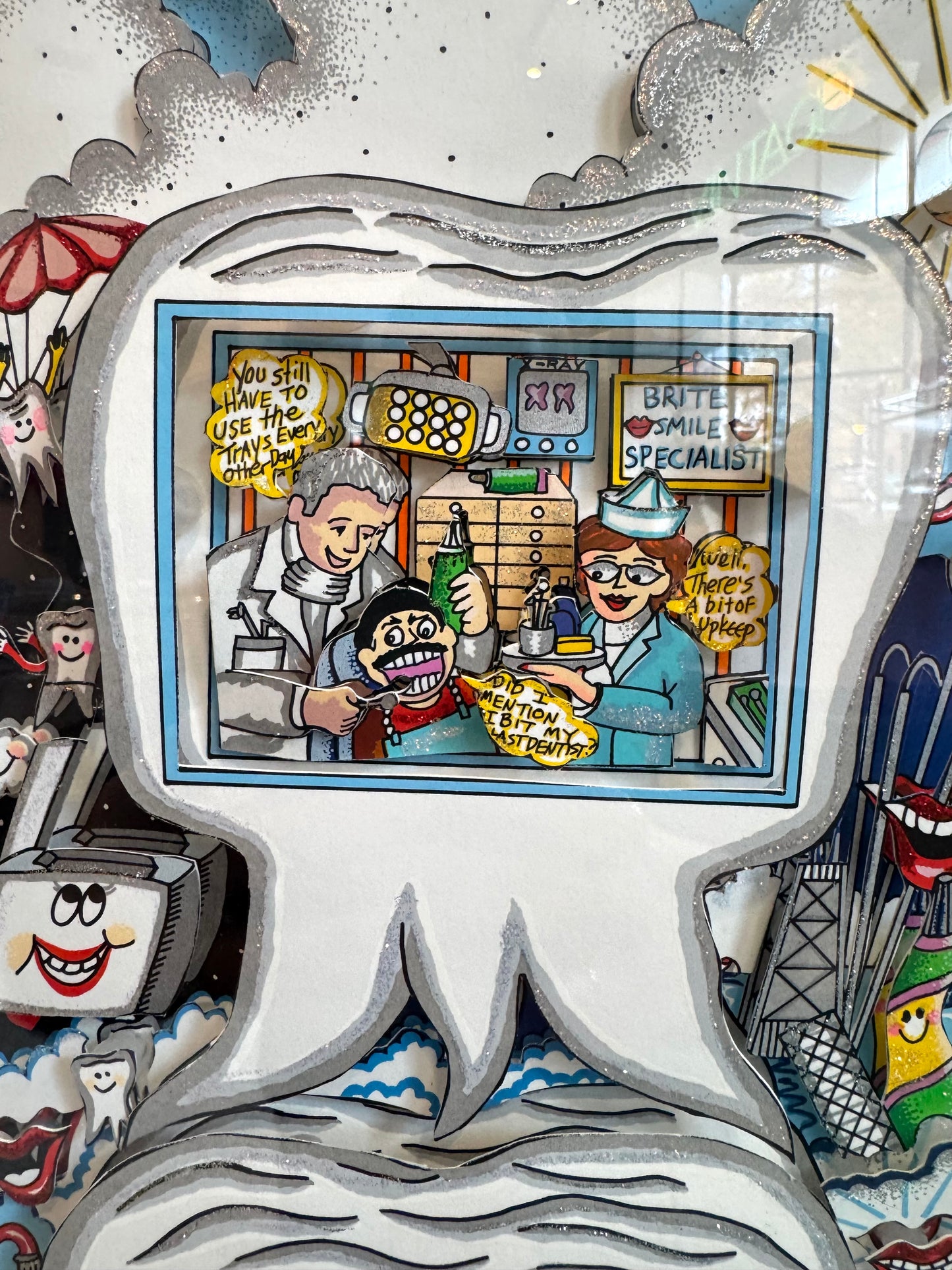 Vintage Charles Fazzino "Tooth Story Building" Framed Signed Numbered 3D Artwork