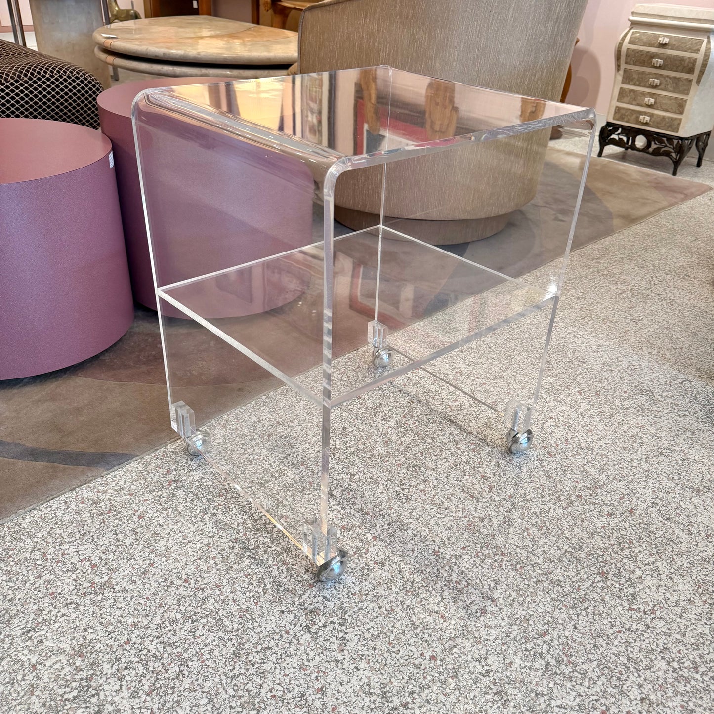 Vintage Lucite Rolling Shelf/Side Table