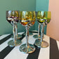 Set of 6 Vintage Multi Colored Glass and Chrome Cordial Glasses