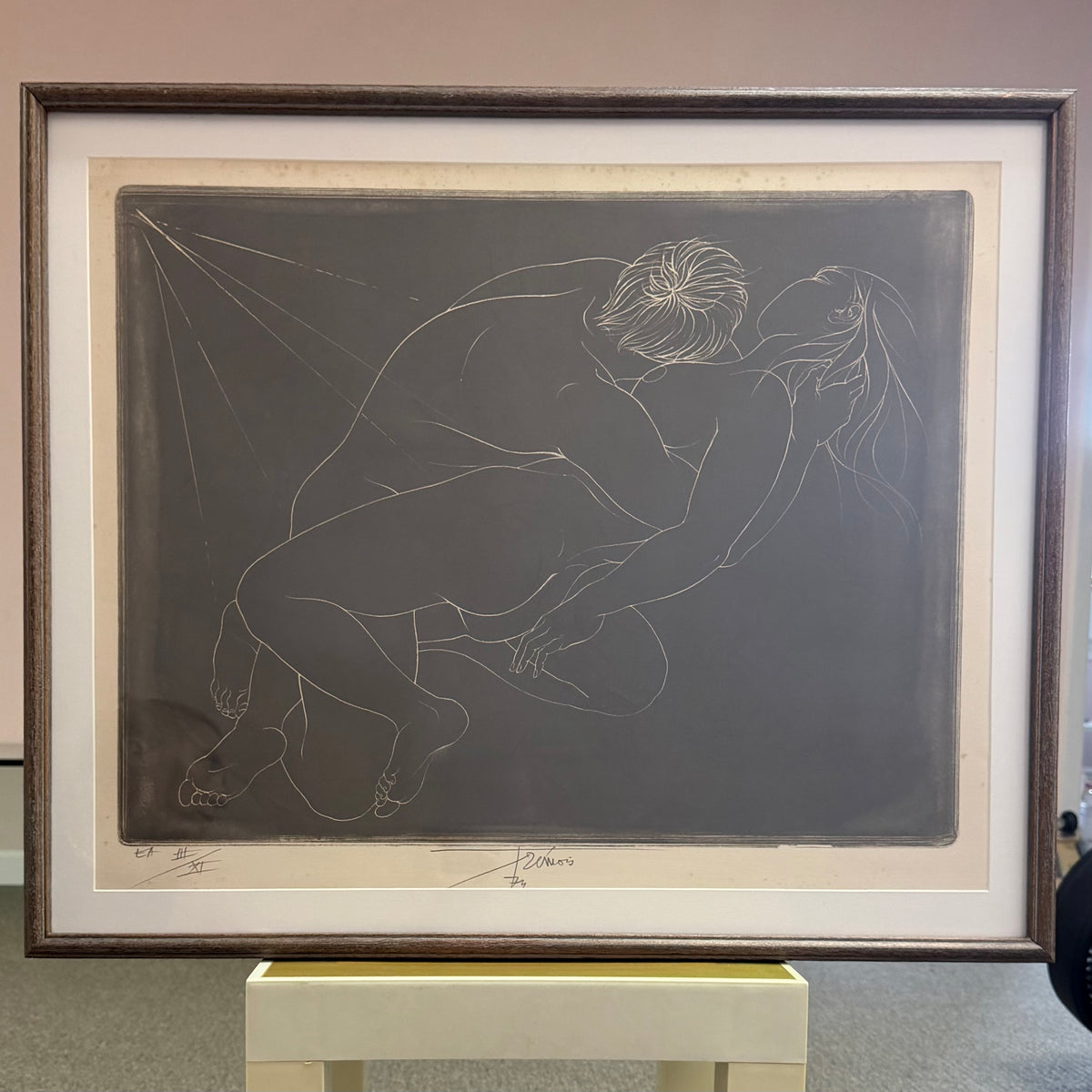 Vintage 1974 “Untitled - Embrace” Limited Edition Artists Proof Lithograph by Pierre-Yves Trémois