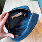 Midnight Blue Wild Zebra Velvet Makeup Bag by Elizabeth Scarlett