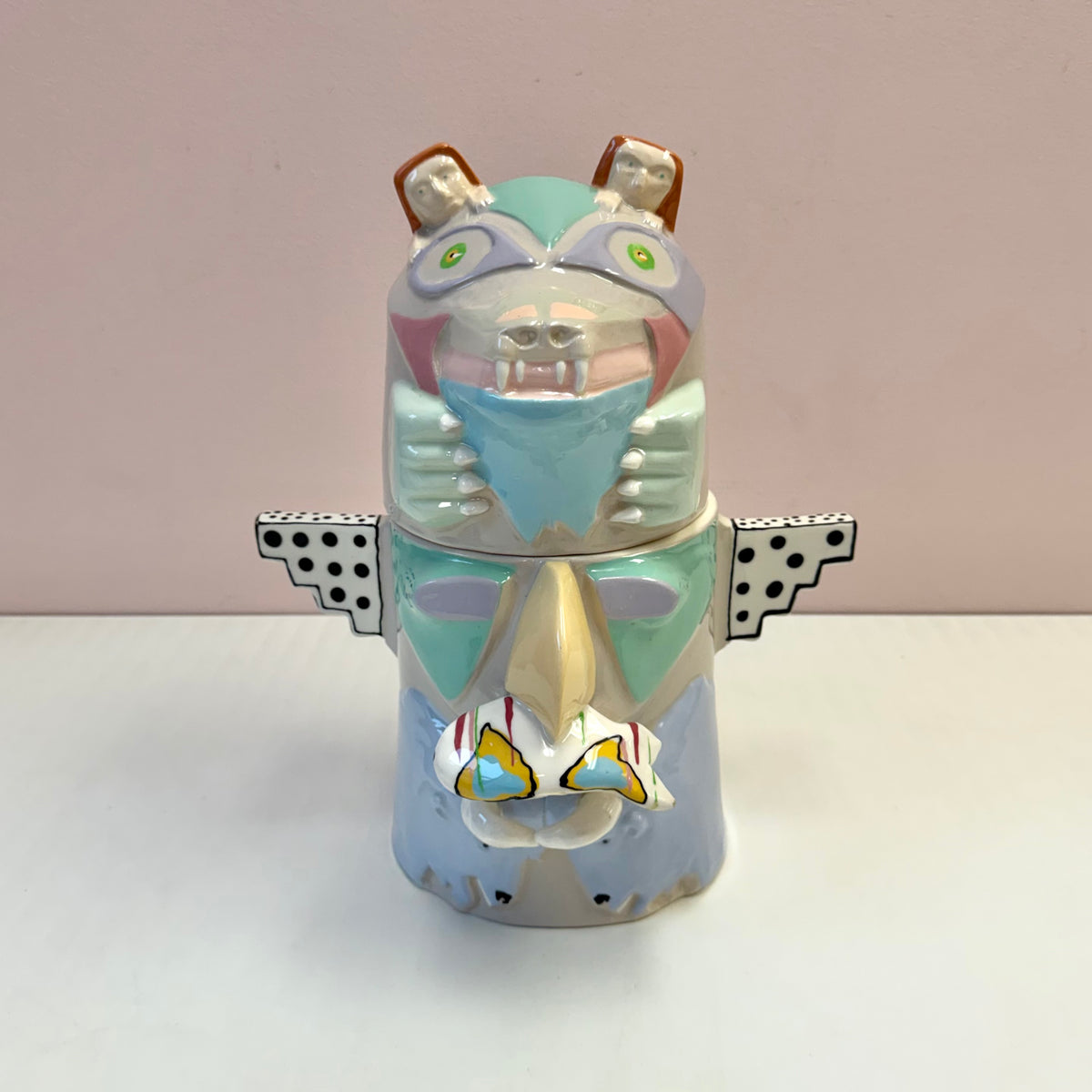 Vintage Large Post-Modern Ceramic Totem Cookie Jar