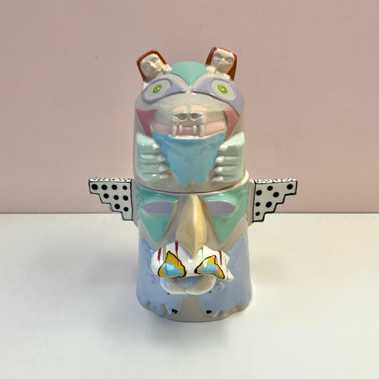 Vintage Large Post-Modern Ceramic Totem Cookie Jar