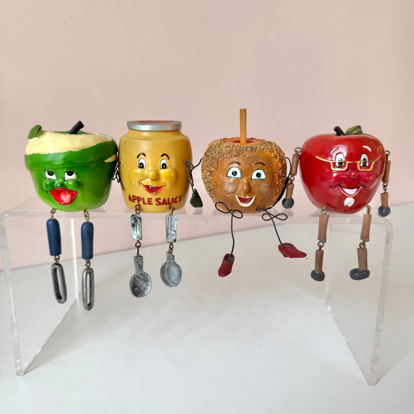 Vintage Set of 4 Apple Themed Shelf Sitters