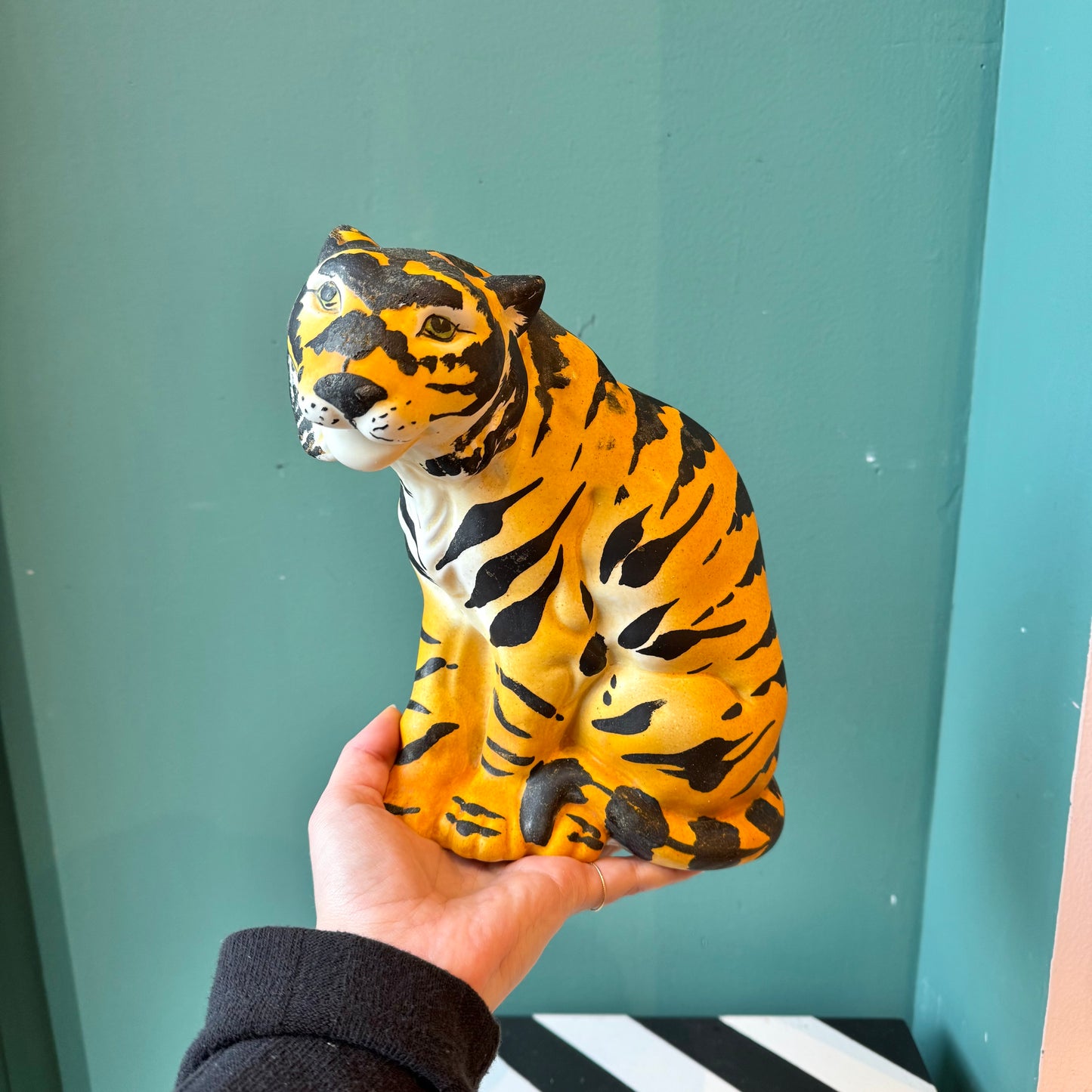 Vintage Small Porcelain Italian Tiger Statue