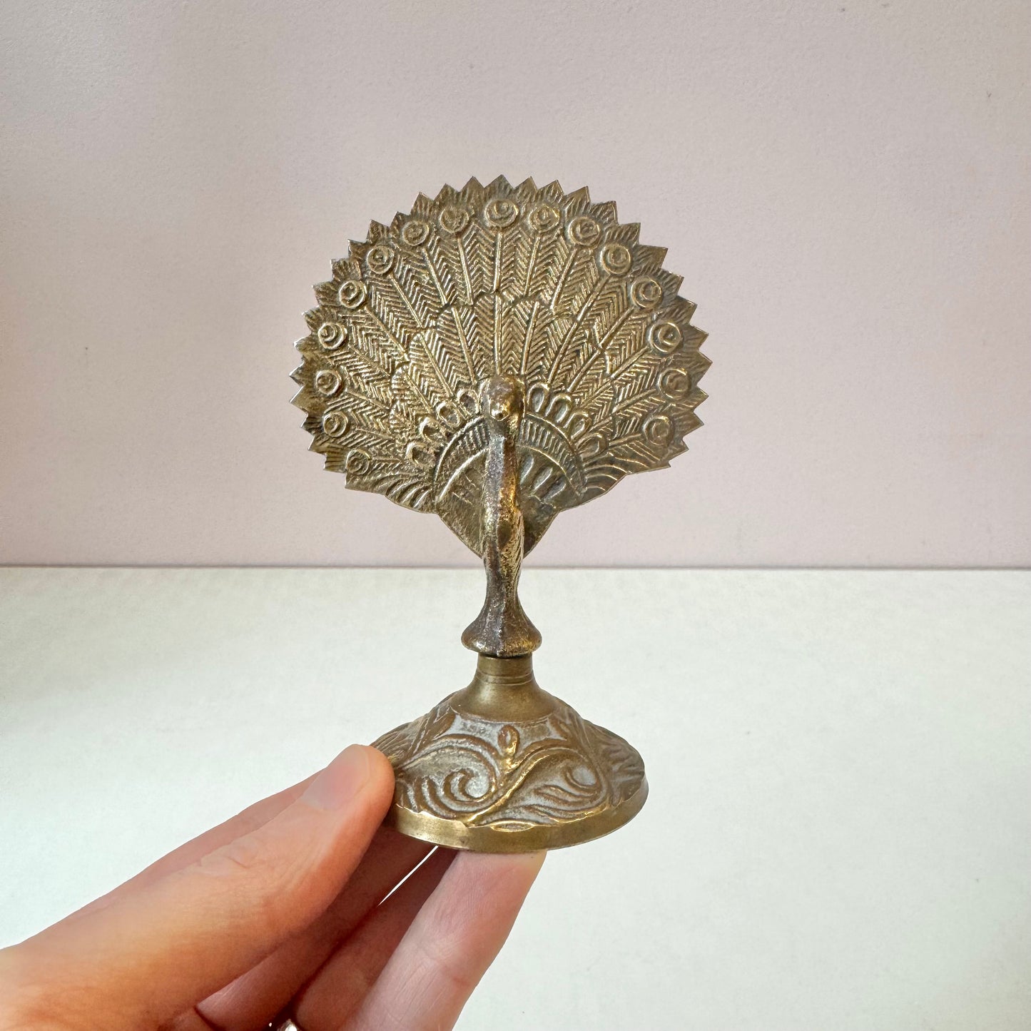 Vintage Small Brass Peacock Figurine