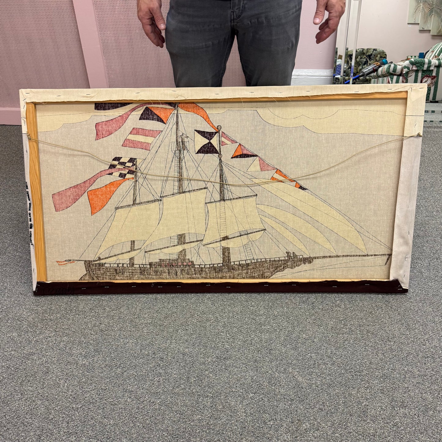 1970’s Sailboat Textile Art by Howard Smith for Vallila of Finland