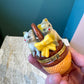 Adorable Cats in a Basket Hand Painted Trinket Box
