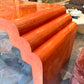 Vintage Postmodern Faux Goatskin Orange Lacquer Console Table