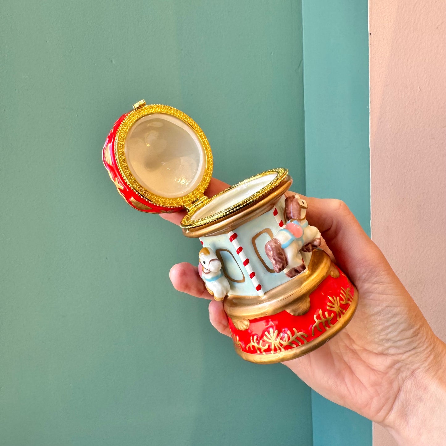 Red & Gold Carousel Trinket Box