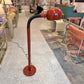 Vintage Postmodern Lightolier Style Red Gooseneck Floor Lamp