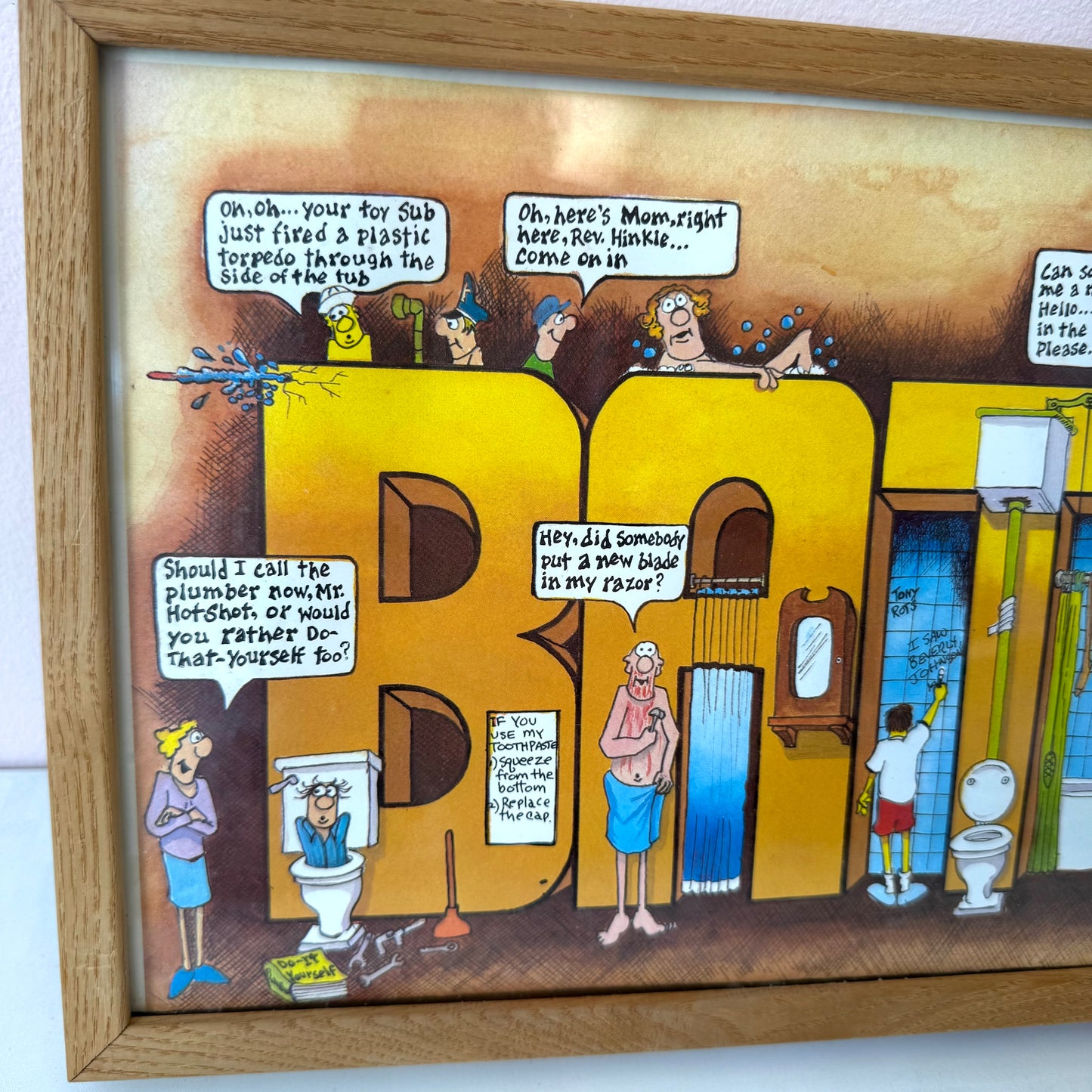 Vintage Framed “Bathroom” Print by Peter Mulcahy of Peter Prints C.1981