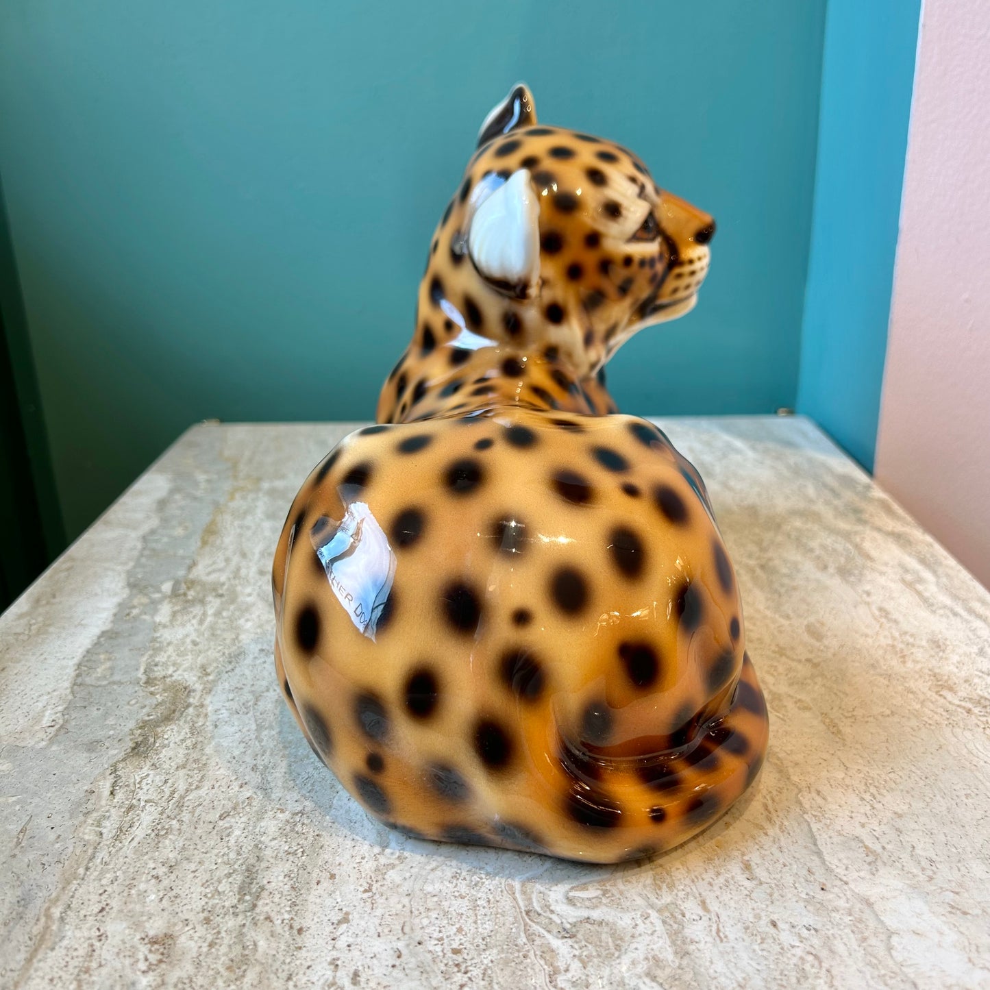 Vintage Porcelain Italian Cheetah Cub Statue