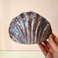 Vintage Ceramic Shell with Floral Decal Wall Pocket