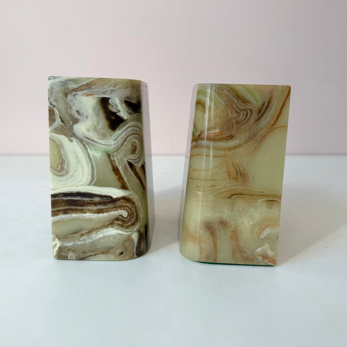 Vintage Faux Green Onyx Bookends