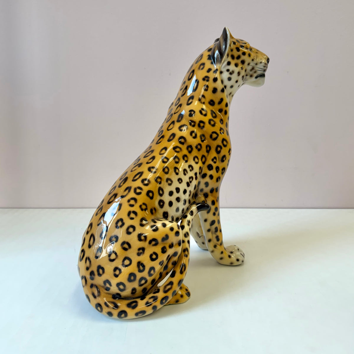 Vintage Mid-Century Italian Ceramic Leopard Statue