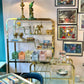 1980's DIA Brass and Glass Sliding Etagere