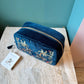 Midnight Blue Wild Zebra Velvet Makeup Bag by Elizabeth Scarlett